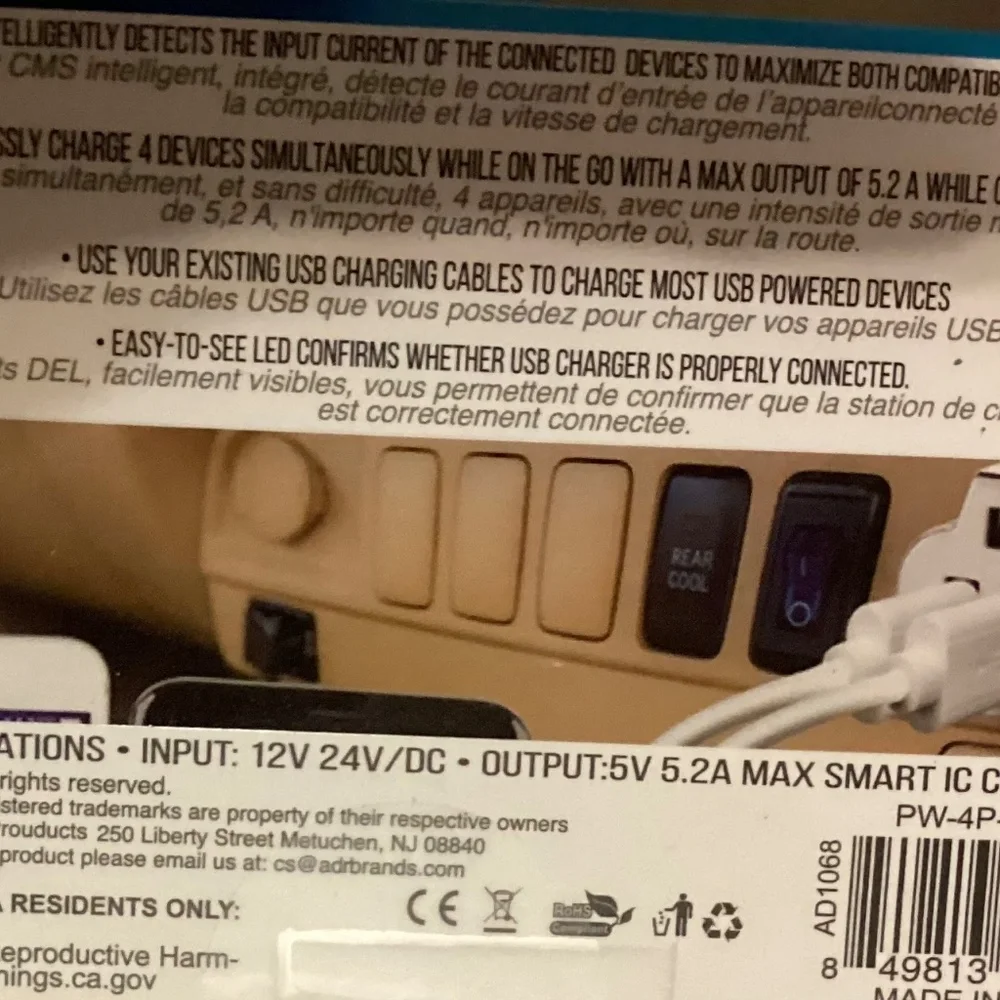 NWT Tech Theory Power Station 4 port usb auto charger